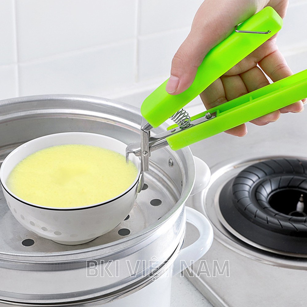 Kẹp gắp đồ nóng bằng inox cán nhựa , kẹp gắp bát địa chống nóng