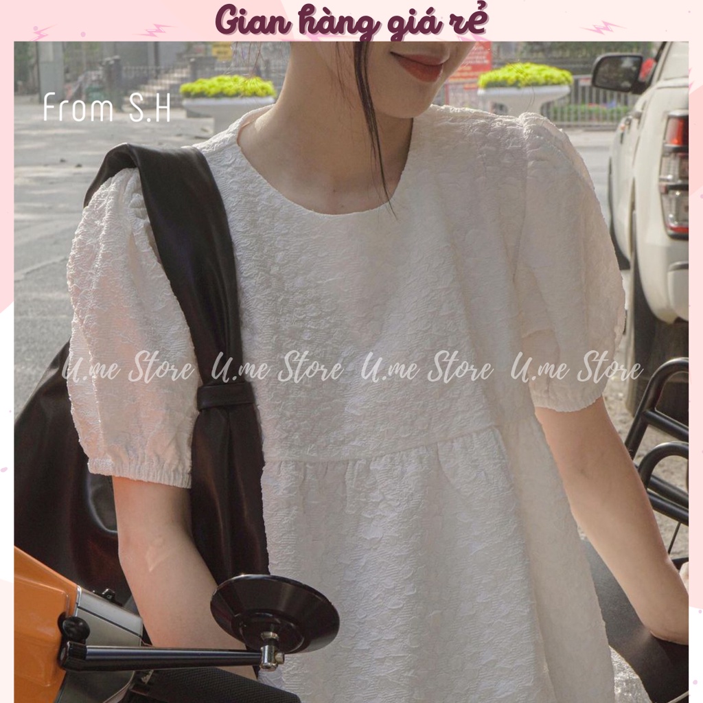 Kethy Babydoll - Áo Babydoll hai tầng ngắn tay Peplum vải gấm hoa nổi xịn 3 màu phong cách Hàn Quốc