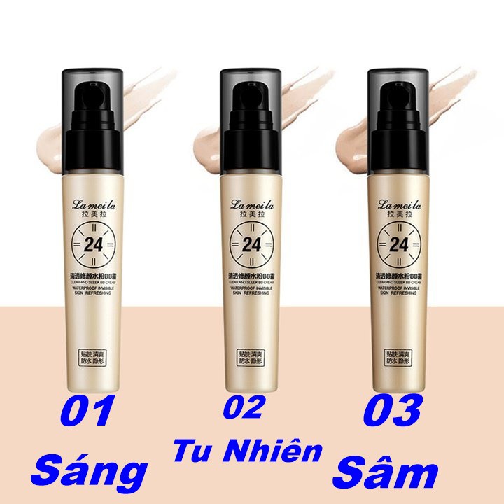 Kem BB trang điểm 24h sáng, chống nước, mịn da, chống nắng Lameila 3036