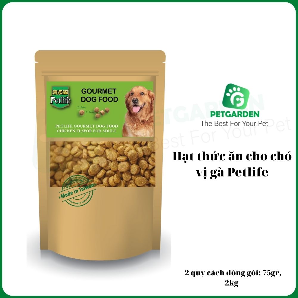 [HCM] Thức ăn hạt cho chó, cho thú cưng Petlife - Thức ăn hạt cho chó trưởng thành vị thịt gà  - Gói chiết lẻ 75g