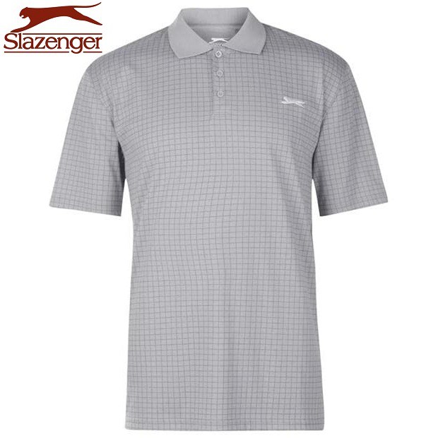 Áo thun nam Slazenger Check Golf Polo (màu Light Grey) - Hàng size UK