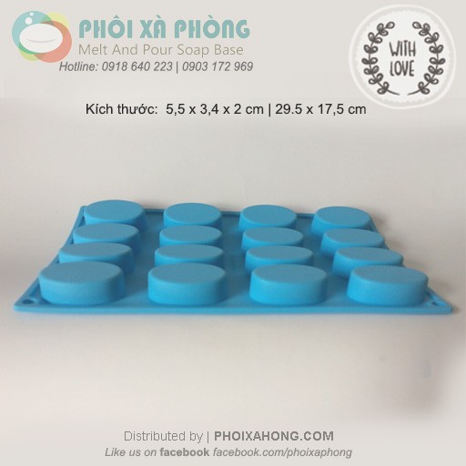 Khuôn silicon 16 hình oval