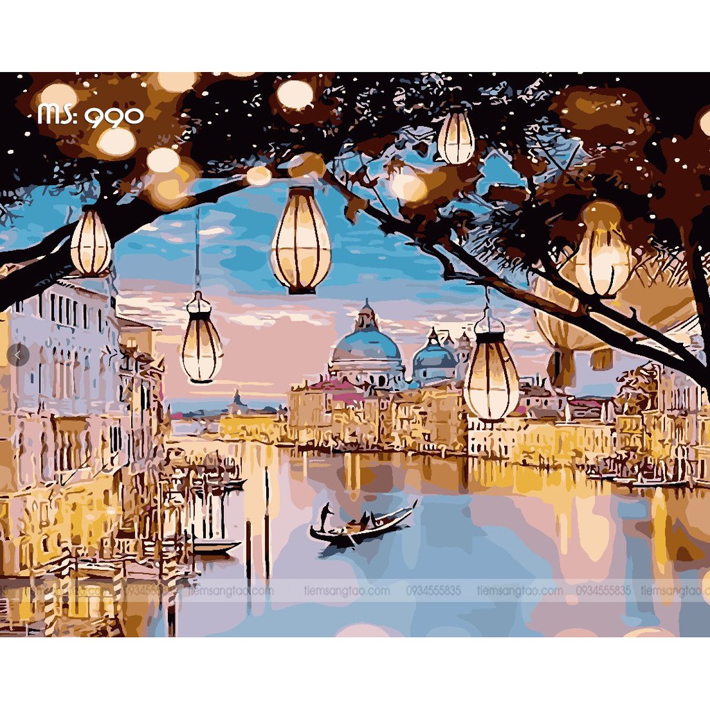 Tranh sơn dầu số hóa tự tô tổng hợp Non nước hữu tình | BigBuy360 - bigbuy360.vn