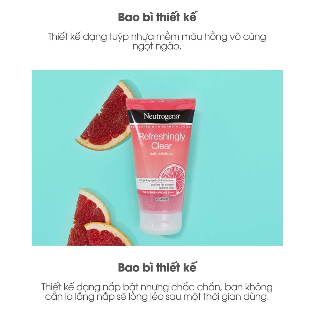 Sữa rửa mặt sạch mụn dành cho da dầu Neutrogena Refreshingly Clear Daily Exfoliator  không dầu ,150ml | BigBuy360 - bigbuy360.vn