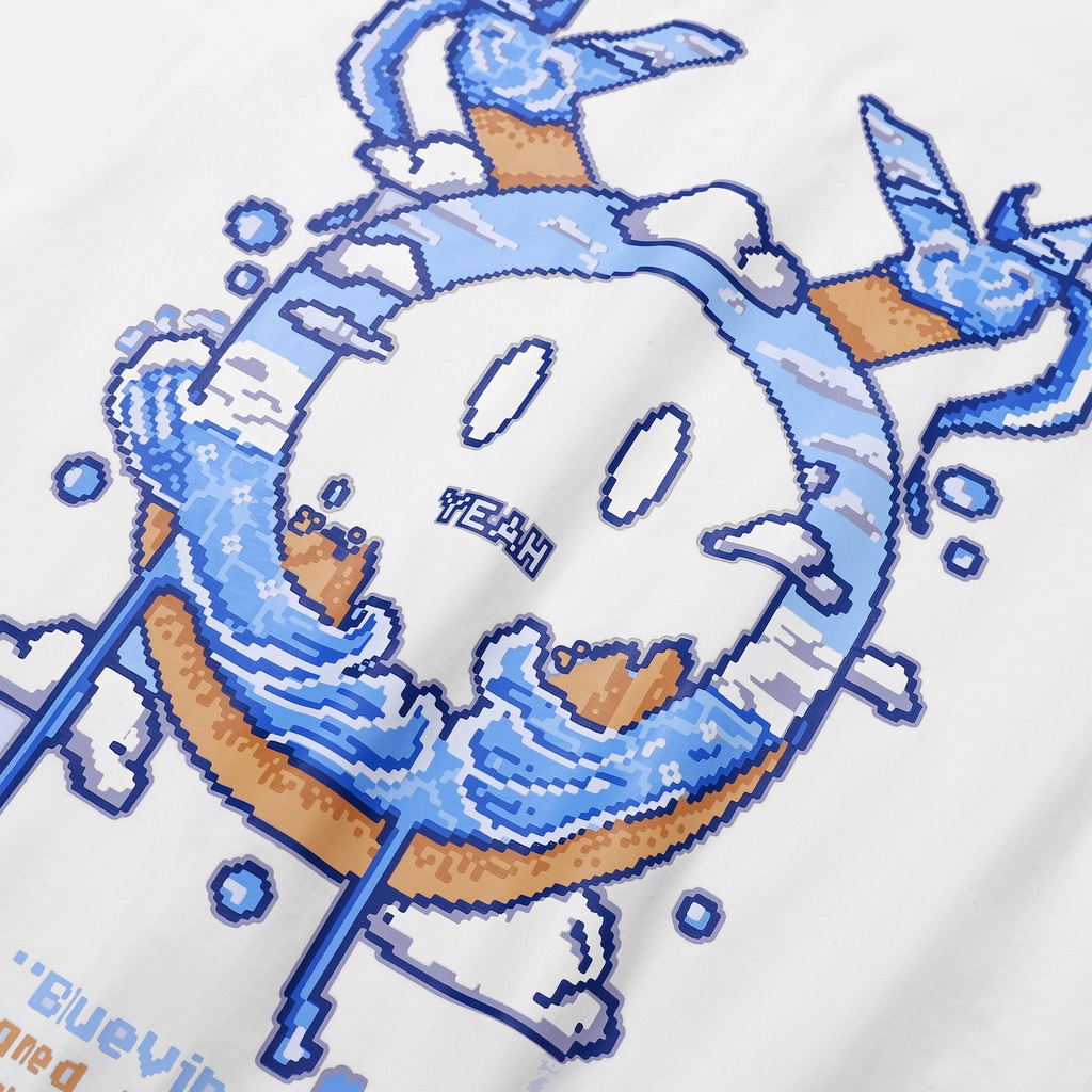 Áo thun tay lỡ OHYEAH phông Unisex nam nữ Premium Cotton oversize form rộng SUMMER VIBES - Trắng