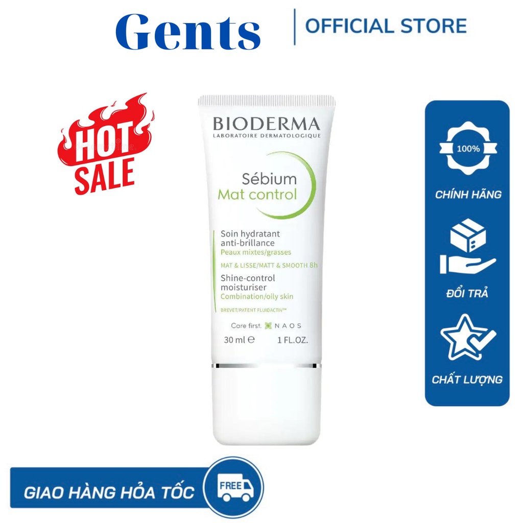 Kem dưỡng Bioderma Sébium Mat Control kiềm dầu thu nhỏ lỗ chân lông 30ml GentsOfficialStore