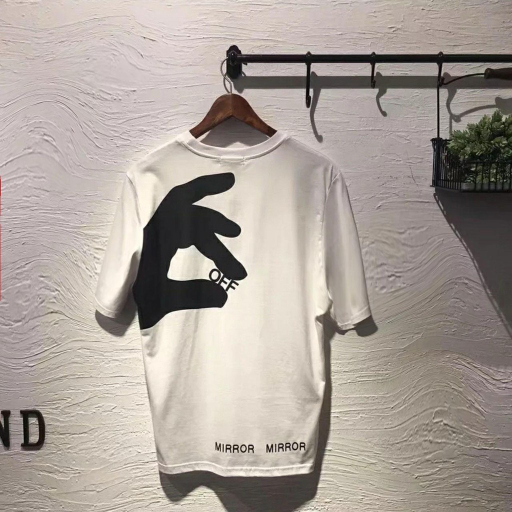 Áo thun oversize nam nữ off white Finger 2020 chất liệu vải tốt cotton M L XL màu đỏ Trumunisex