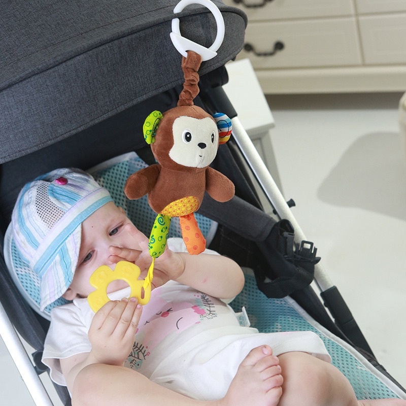 Treo nôi thú bông lục lạc cho bé xúc xắc gặm nướu vải bông cao cấp an toàn