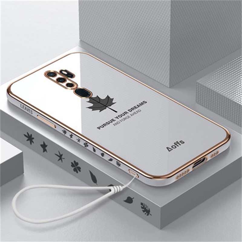 Ốp Điện Thoại Silicon Mềm Chống Rơi Họa Tiết Lá Phong Gắn Dây Đeo Cho OPPO A5 2020 A9 2020 A11X