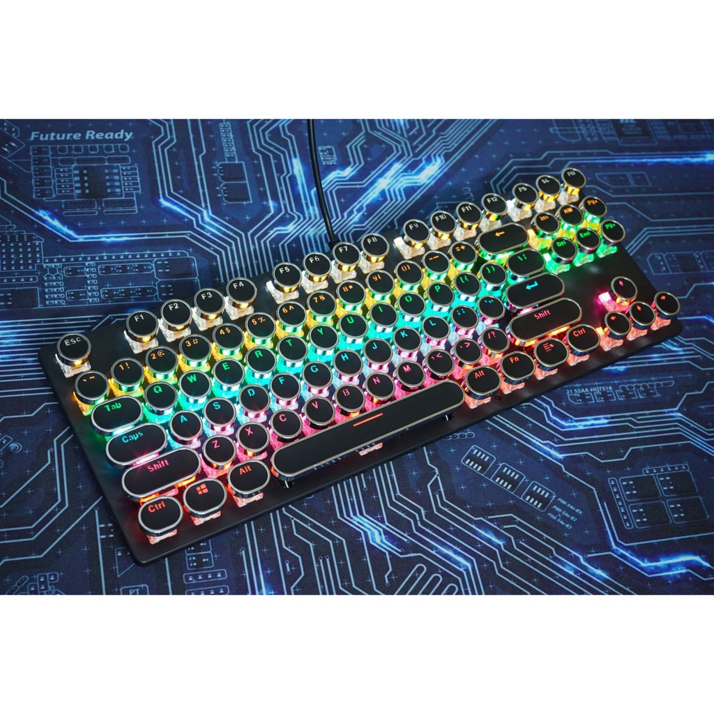 BÀN PHÍM CƠ HJK87 TKL NÚT TRÒN LED RAINBOW ĐEN Chopper Gaming Gear