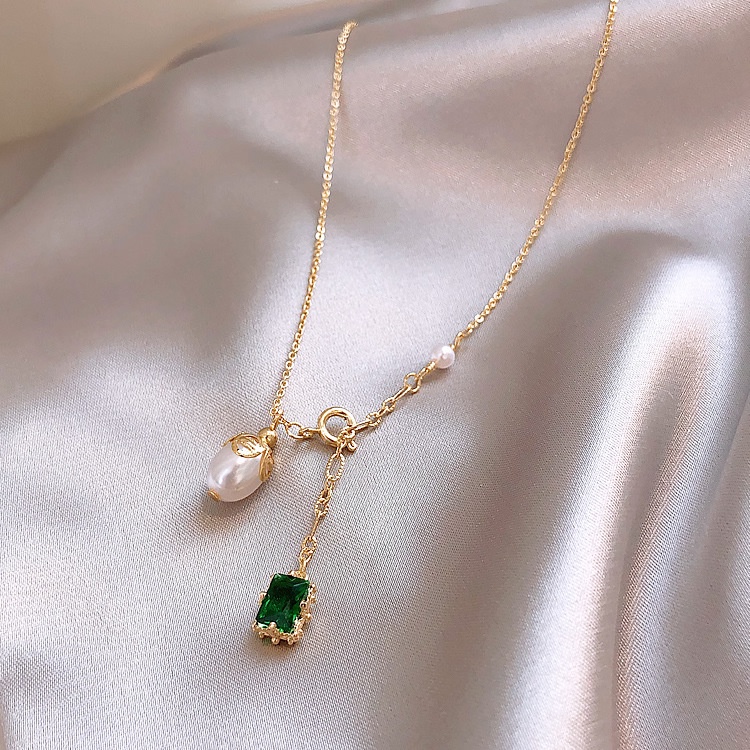 OIMG   vòng cổ Hợp Kim Đính Ngọc Trai Giả Xinh Xắn