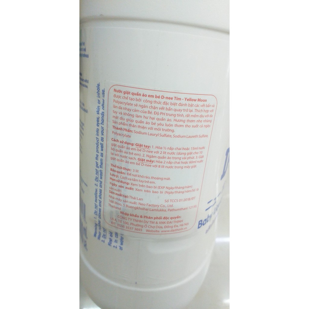 [DNEE NHẬP KHẨU] Nước Giặt Dnee Nhập Khẩu Thái Lan Chính Ngạch Bởi Cty Đại Thịnh-3000ml -Team Nhãn Phụ