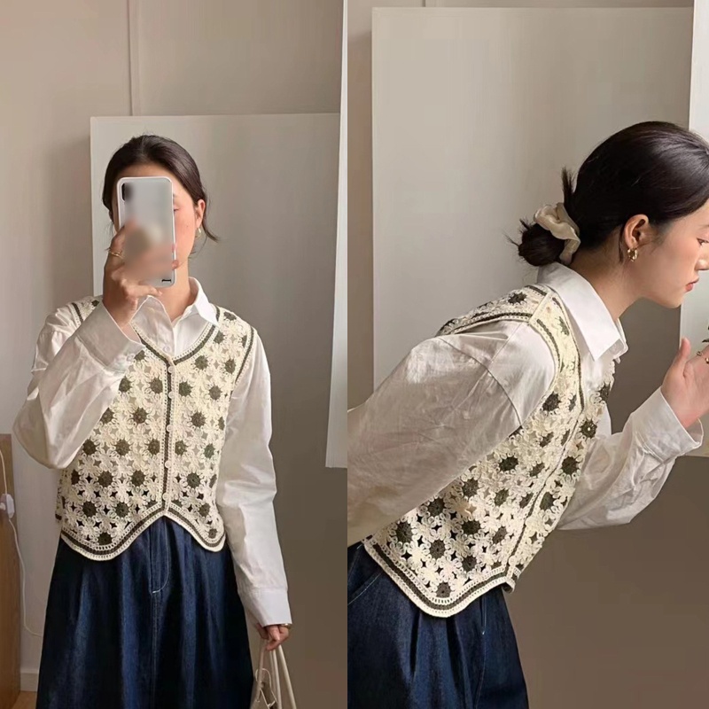 Áo Croptop Dệt Kim Sát Nách Cổ V Xẻ Sâu Kiểu Đường Phố Cho Nữ