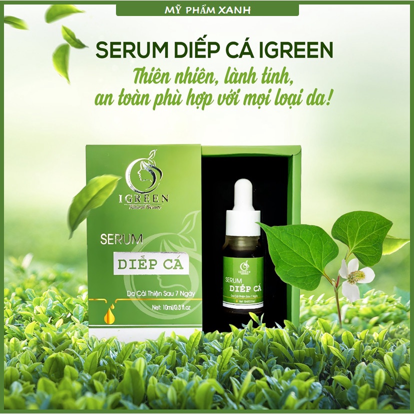 Serum diếp cá, serum diếp cá Igreen 10ml sạch mụn thâm se khít lỗ chân lông, dưỡng da căng bóng mịn màng | BigBuy360 - bigbuy360.vn