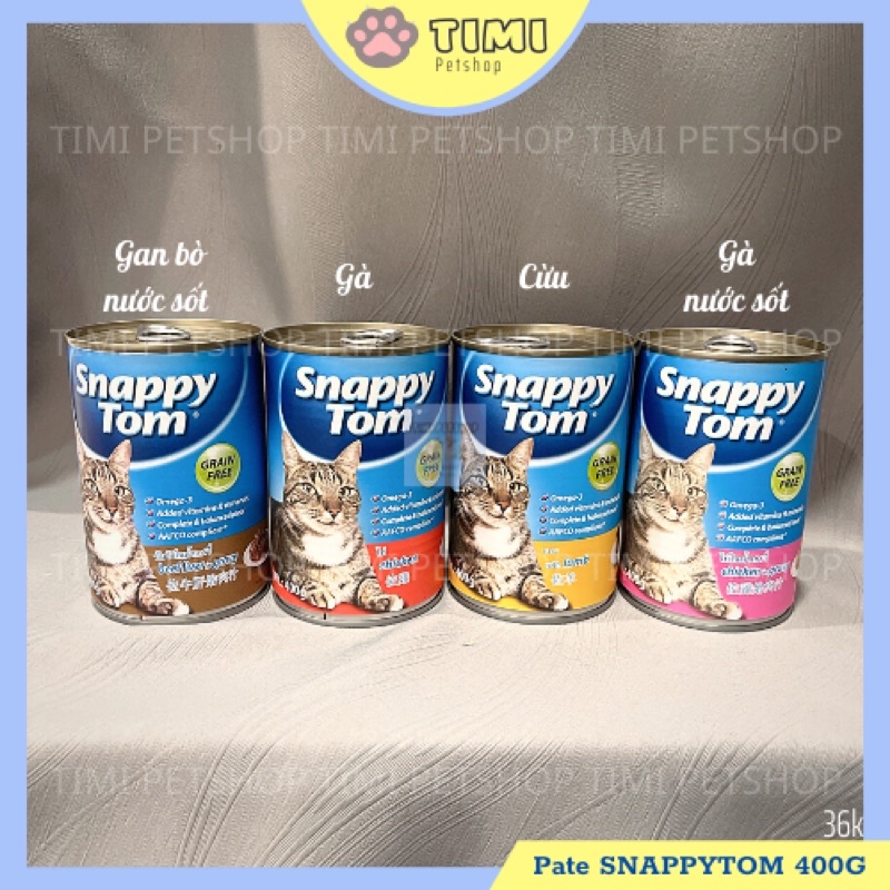 SNAPPY TOM lon pate cho mèo 400G - 4 vị