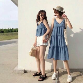 ✔Video + ảnh thật✔ SET DENIM COUPLE (ÁO + ĐẦM) - (CÓ TÁCH LẺ)
