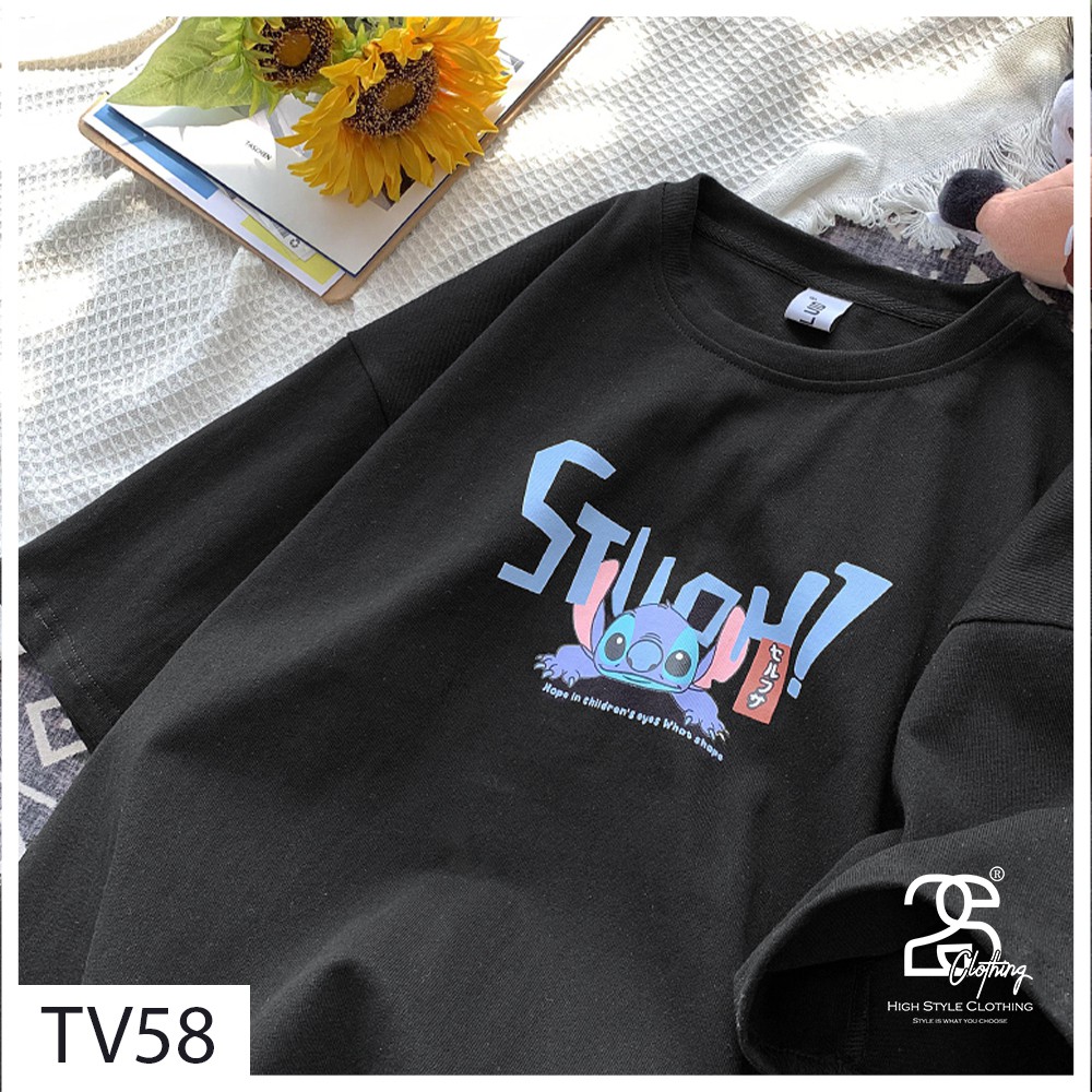 Áo Phông Cộc Tay Nữ Unisex Giấu Quần 2S Clothing Áo Thun Nam Form Rộng Tay Lỡ Streetwear Basic Cotton In Hình Stich TV58 | BigBuy360 - bigbuy360.vn