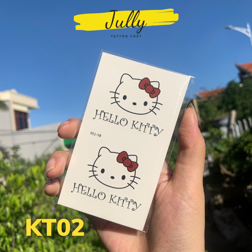 Hình xăm dán Hello Kitty mini cute JULLY Tattoo chất, xăm tạm thời 15 ngày cho nữ, cho bé gái, flash sale k tặng kèm xăm