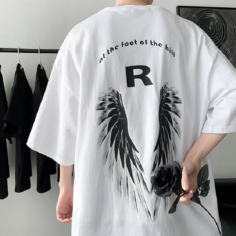 Áo Thun Tay Ngắn Dáng Rộng In Chữ Phong Cách Hip Hop Đường Phố Nhật Bản Thời Trang Mùa Hè Cho Nam Và Nữ