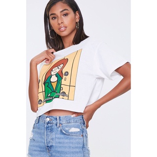 Áo croptop cánh dơi form rộng in cô gái f21 vnxk