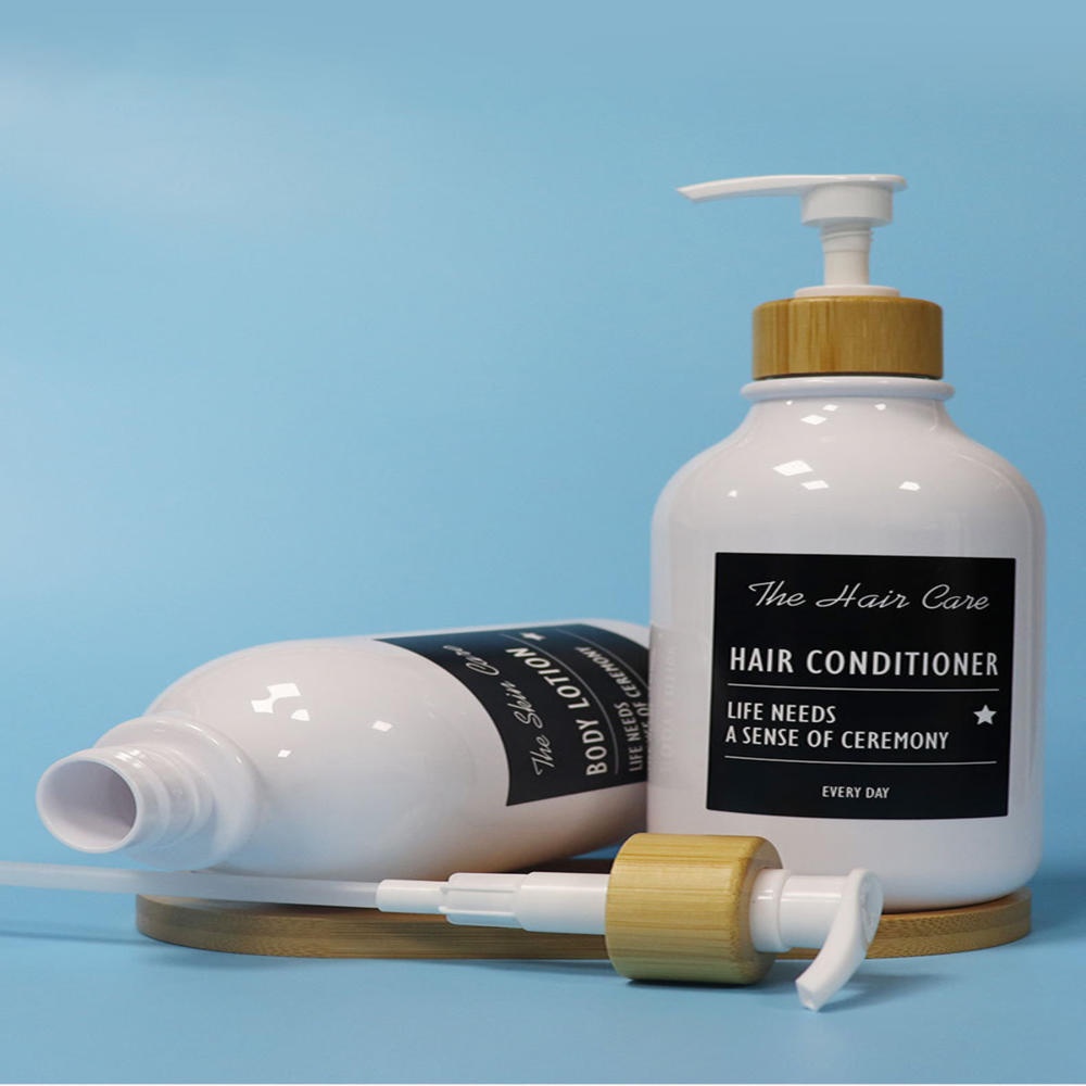 Bình Đựng Xà Phòng Dạng Bơm Bằng Gỗ Tre Có Nhãn Dán Tiện Dụng Ốp