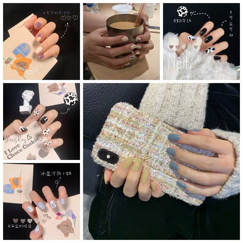 [Hàng mới về] Bộ 14 miếng dán trang trí móng tay chống nước thời trang Hàn Quốc