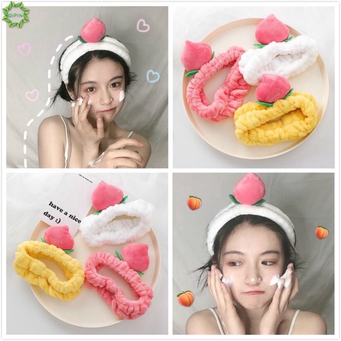 Băng đô turban quả đào  3D vải bông xù