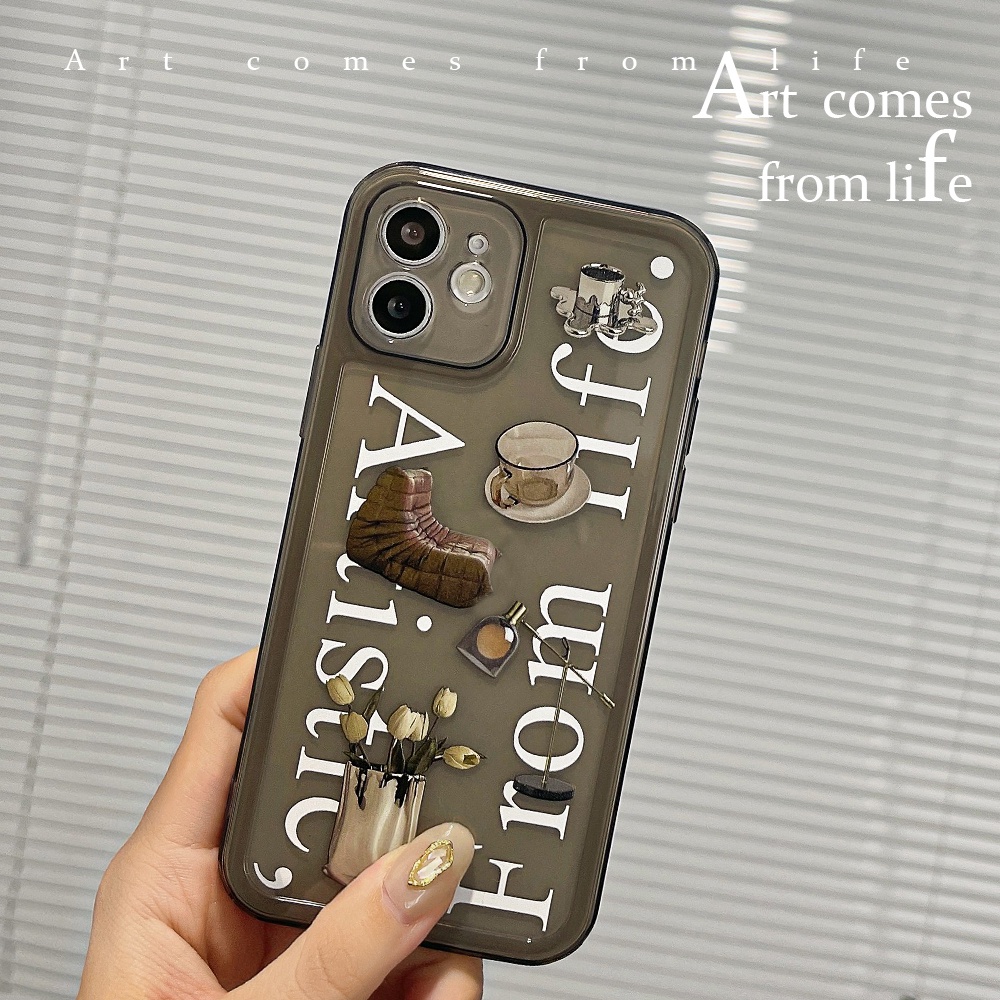 Ốp điện thoại TPU dẻo trong suốt họa tiết hoa cổ điển cho IPHONE 13 11 12 PRO MAX X XS MAX XR 7 8 PLUS 13MINI 13PRO