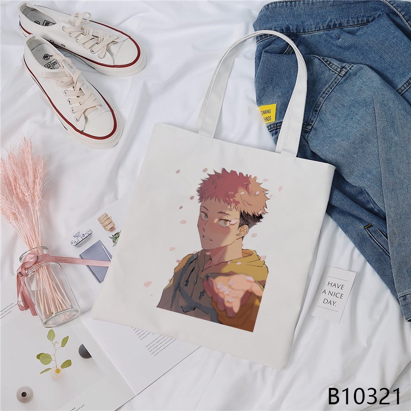 Túi Xách canvas Họa Tiết anime jujutsu kaisen Thời Trang Hàn Quốc