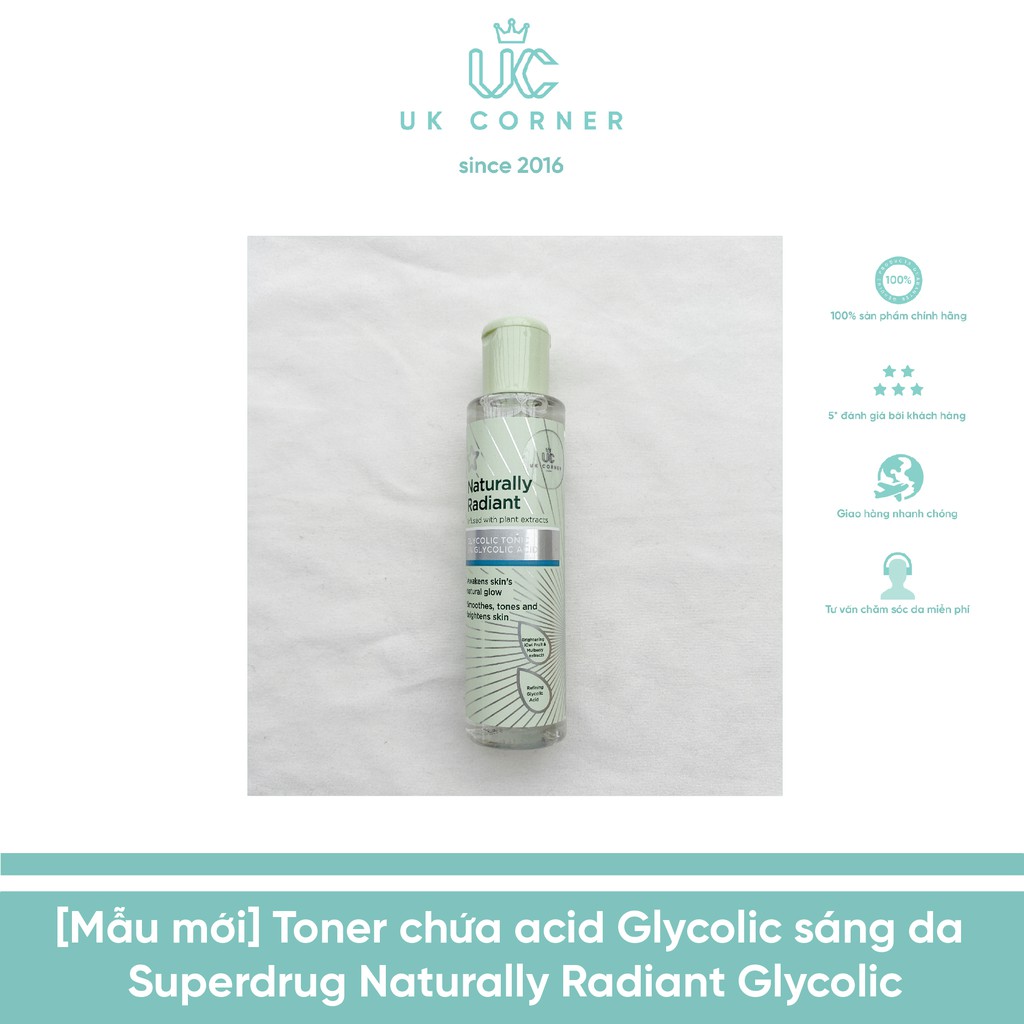 Toner chứa acid Glycolic sáng da Superdrug Naturally Radiant Glycolic