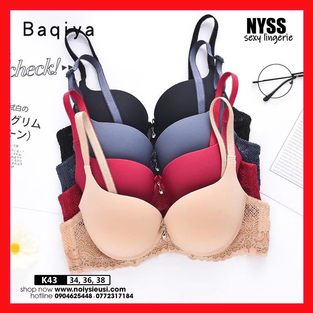 Áo Nâng Ngực Baqiya K43 - Áo Ngực Mút Dày 3cm Trơn Dây Ren Gợi Cảm Nâng Ngực Hoàn Hảo