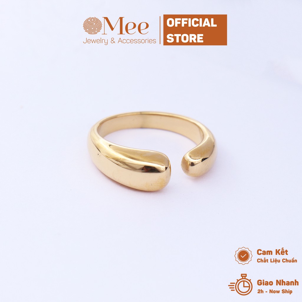 Nhẫn nữ trơn MEE nhẫn titan nữ thần rắn - R3518 NoBrandFemaleTitanium mạ vàng18k