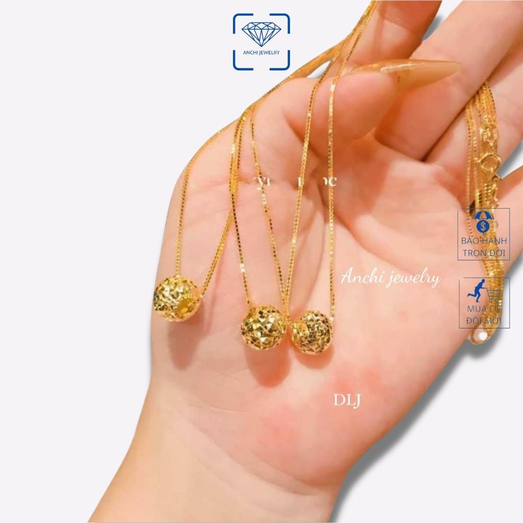 Dây chuyền mặt cầu đính đá, chuẩn bạc ta mạ vàng bao sáng đẹp - Anchi jewelry