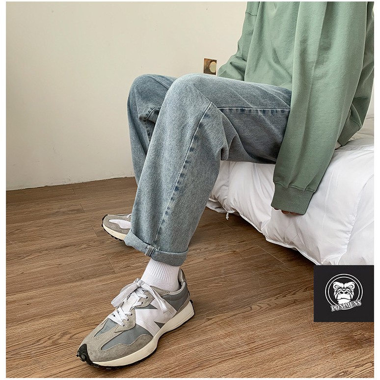 [xả kho lẻ size] Quần jean baggy nam nữ ống suông rộng lưng chun xanh sẫm 2021 505 Pon.mens