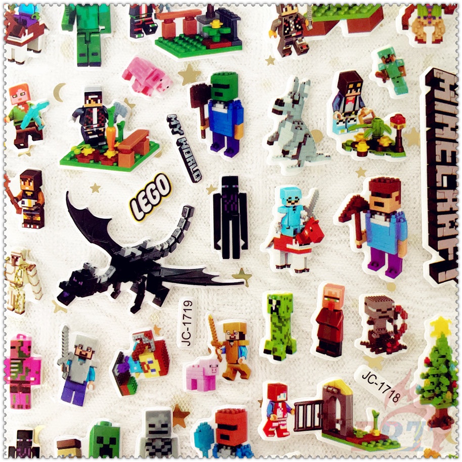 ❀ Miếng Dán Khen Thưởng DIY Minecraft Q-1 ❀ 1 Miếng Dán Bong Bóng 3D Bằng PVC Chống Nước