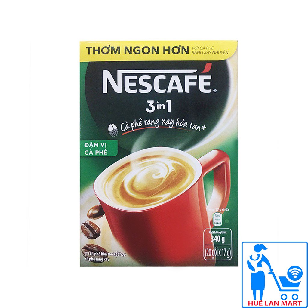 [CHÍNH HÃNG] Cà Phê Rang Xay Hòa Tan Nescafe 3in1 Đậm Vị Cà Phê Hộp 340g (20 gói x 17g)