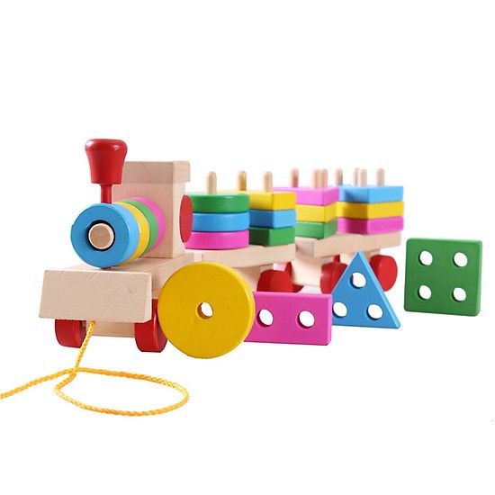 Đồ chơi đoàn Tàu trở hình khối bằng gỗ thích hợp cho bé từ 1 tuổi (Cùng con)