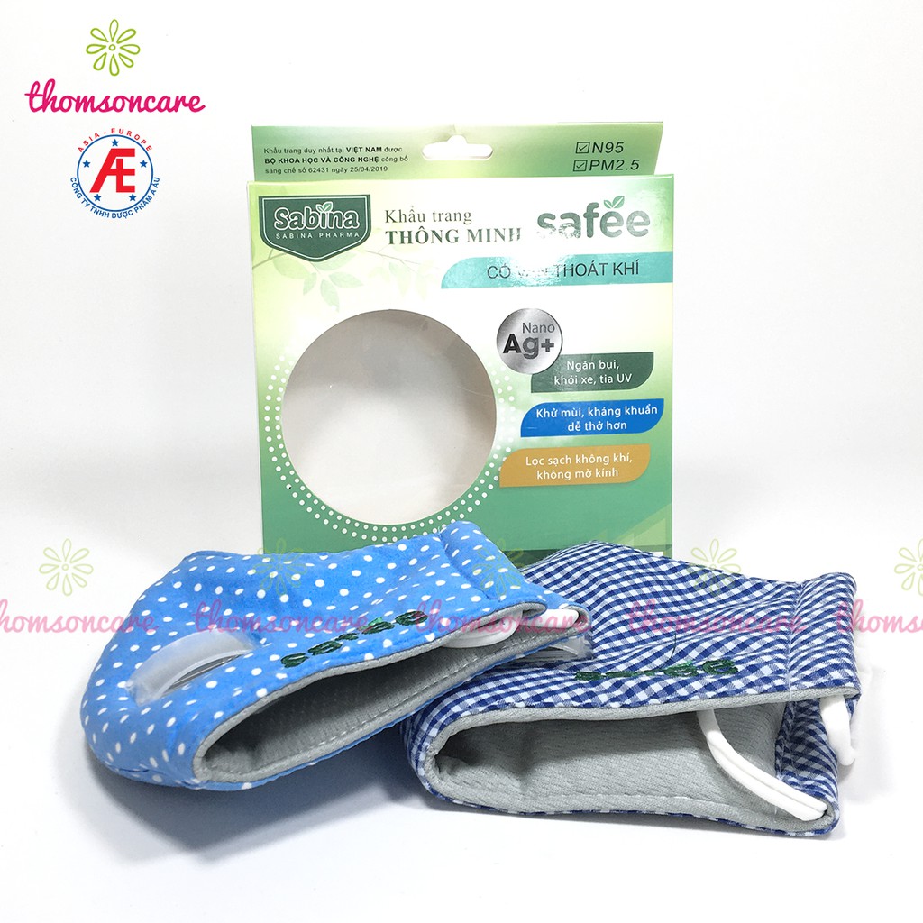 Khẩu trang vải có van thoát khí và đệm mũi, dễ thở, kháng khuẩn y tế từ Nano bạc Safee