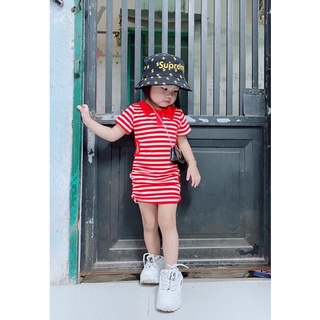 Đầm Body Sọc Đen Đỏ Bé Gái