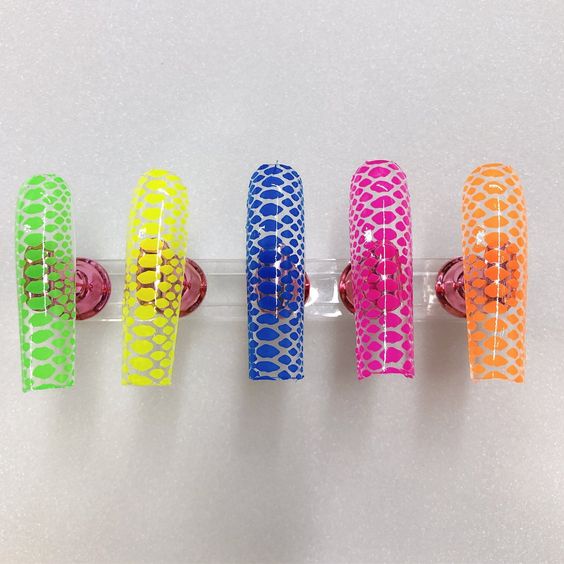 Sticker Nước - Da Rắn Màu Neon - Hình Dán Móng Tay