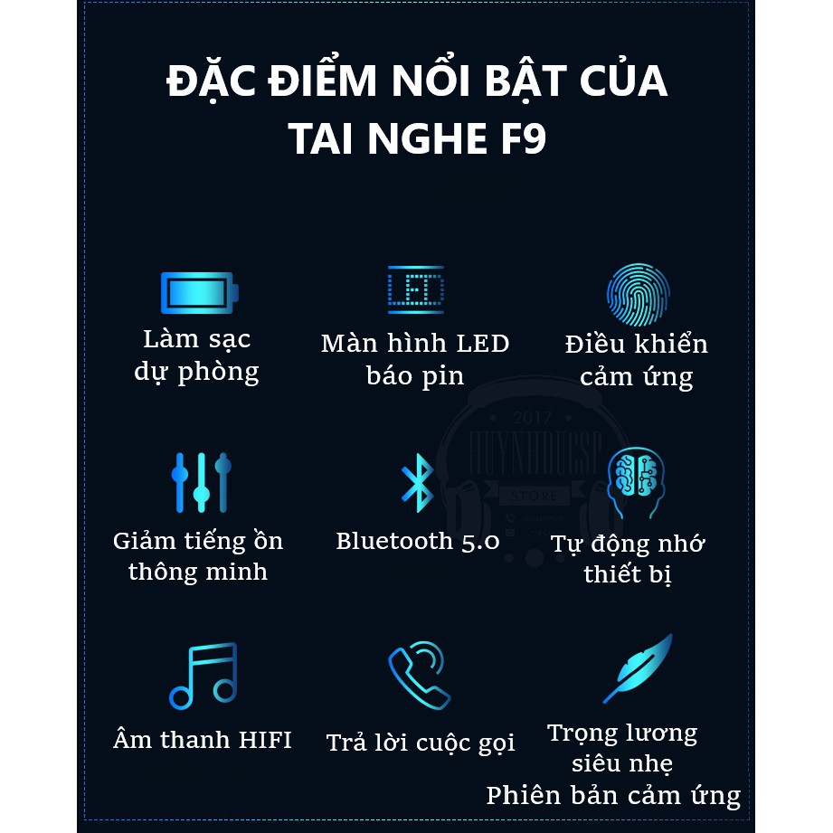 Tai nghe Bluetooth 5.0 AMOI F9 Pro cảm ứng bản quốc tế