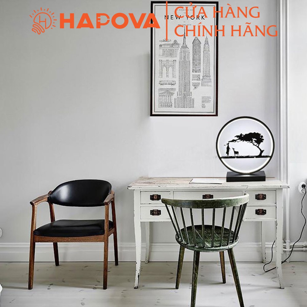 Đèn để bàn, đèn ngủ để bàn HAPOVA AMORY trang trí sang trọng có 3 chế độ sáng, bảo hành 12 tháng DGT 3028