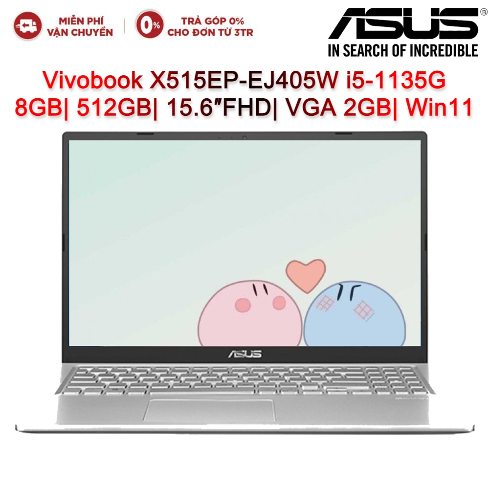 Laptop ASUS Vivobook X515EP-EJ405W i5-1135G7| 8GB| 512GB| 15.6″FHD| VGA 2GB| Win11 (Bạc)