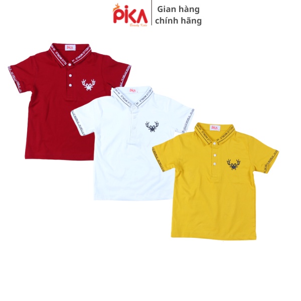 Áo cổ trụ cho bé trai - Pika kids - chất liệu cotton in hình dễ thương - Quần áo trẻ em từ 22-40kg