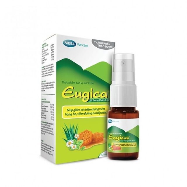Xịt họng thảo dược Eugica 10ml Kháng khuẩn, giảm ho, chống viêm