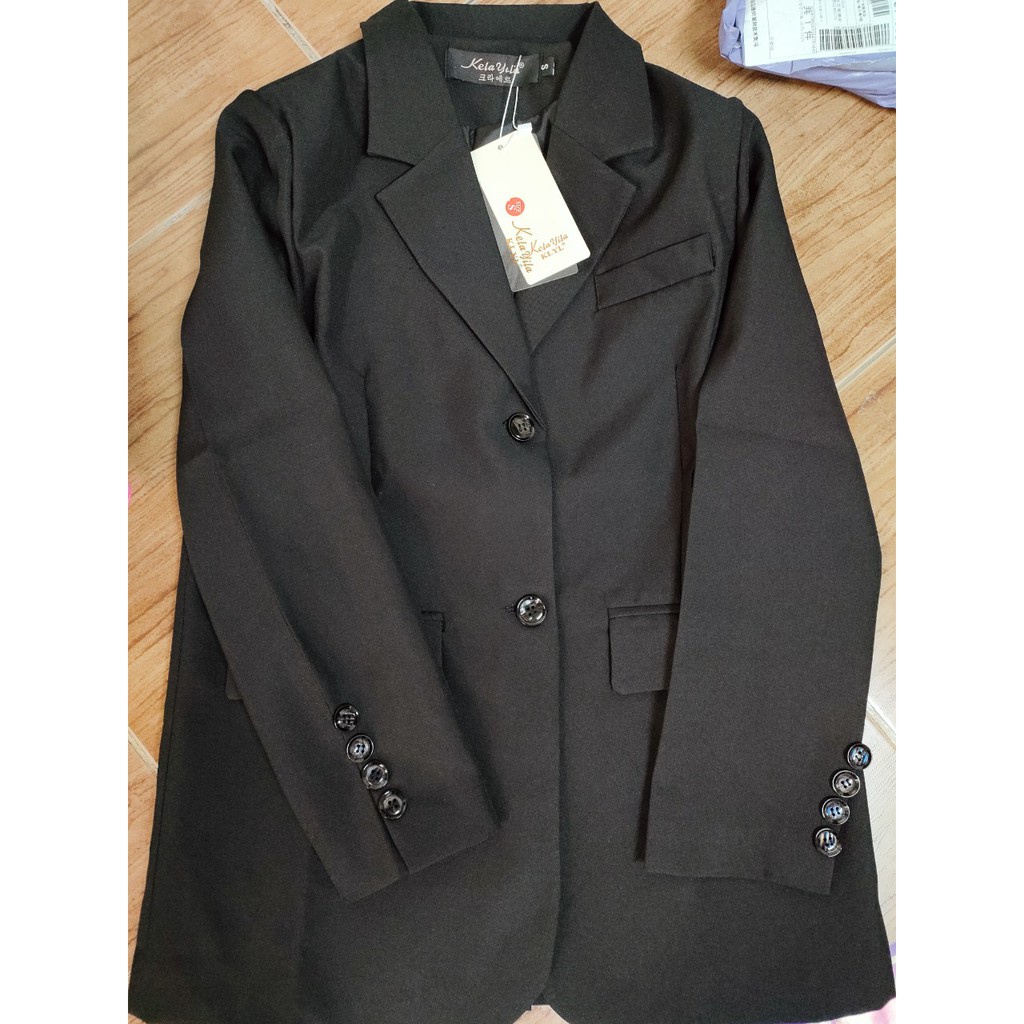 Ảnh thật 2 hình cuối-2W85.Áo blazer thời trang trắng kem phong cách Hàn Quốc