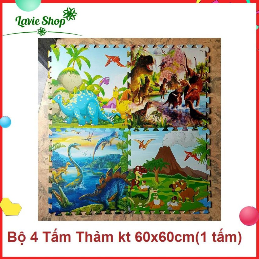 Bộ 4 Miếng Thảm Xốp Mềm Lót Sàn Hình Khủng Long 60x60/1 miếng