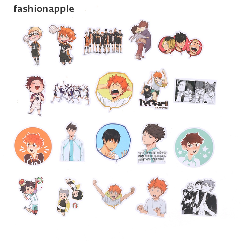 Set 50 sticker hoạt hình Haikyuu bằng PVC chống thấm nước trang trí vali/laptop/ván trượt DIY