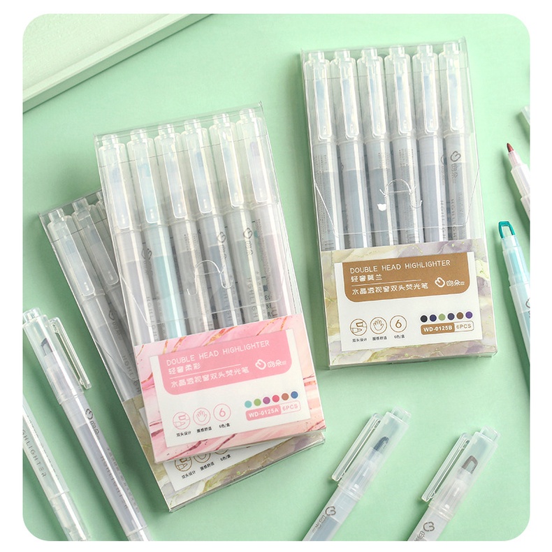 Set 6 Bút Đánh Dấu Hai Đầu Tiện Dụng Cho Học Sinh