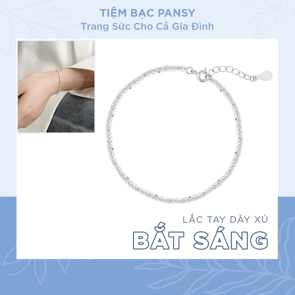 Lắc tay bạc nữ PANSY dây xù bắt sáng lấp lánh, vòng tay nữ bạc 925 cao cấp